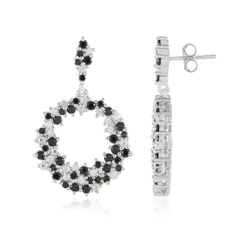 Schwarzer Spinell-Silberohrringe