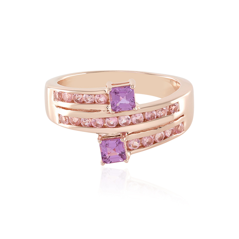 Nicht erhitzter Purpurfarbener Ceylon-Saphir-Silberring (Adela Silber) Nicht erhitzter Purpurfarbener Ceylon-Saphir-Silberring (Adela Silber)