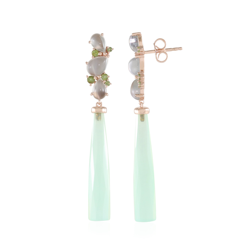 Grüner Chalzedon-Silberohrringe (KM by Juwelo) Grüner Chalzedon-Silberohrringe (KM by Juwelo)