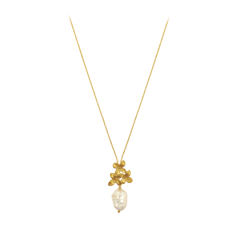 Weiße Süßwasserzuchtperlen-Silberhalskette (Joias do Paraíso)