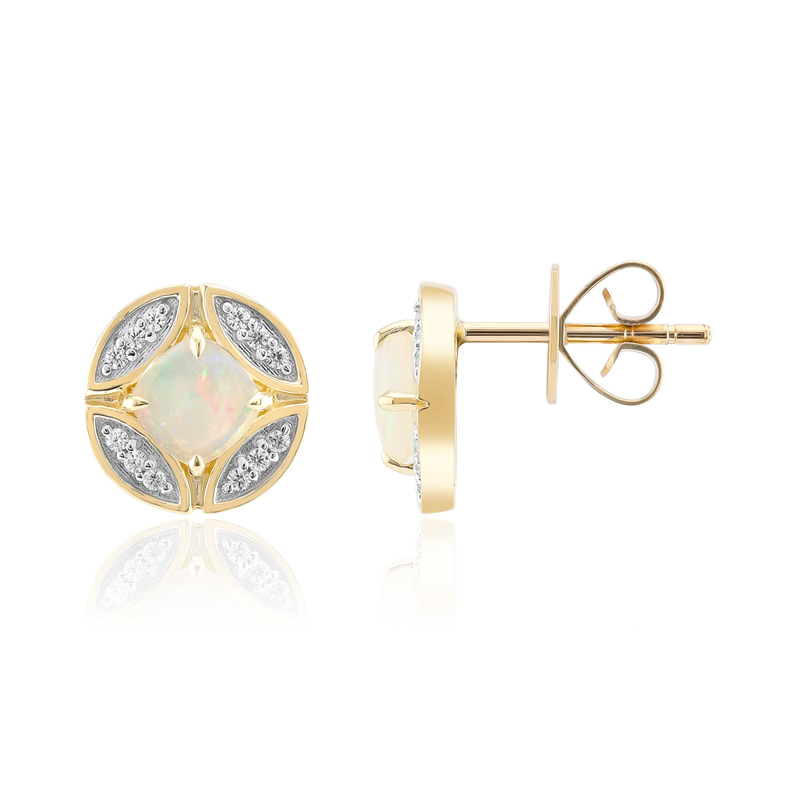 Brasilianischer Weißer Opal-Goldohrringe