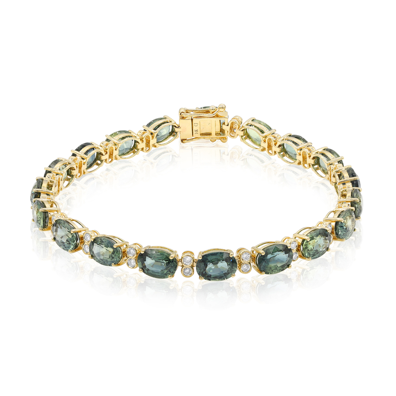 Petrolfarbener Saphir-Goldarmband (CIRARI) Petrolfarbener Saphir-Goldarmband (CIRARI)