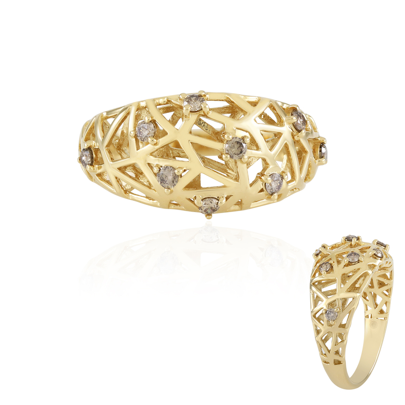 I2 Champagner-Brillant-Silberring (Ornaments by de Melo)