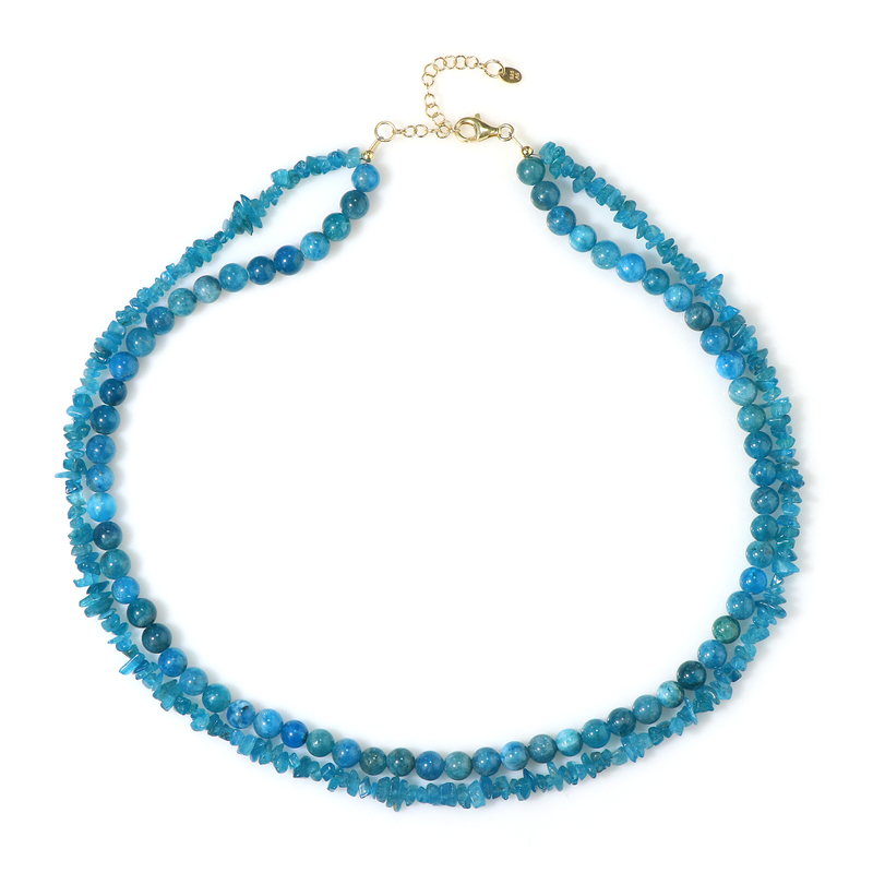 Neonblauer Apatit-Silberhalskette