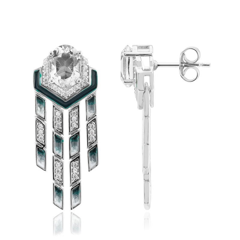 Weißer Quarz-Silberohrringe (SAELOCANA) Weißer Quarz-Silberohrringe (SAELOCANA)