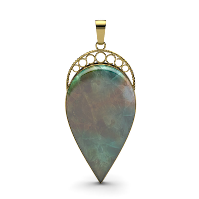 Garut-Holzopal-Silberanhänger (Bali Barong)