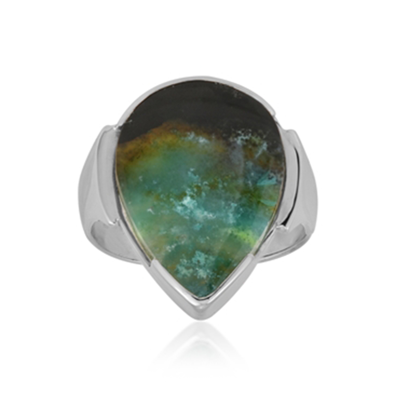 Garut-Holzopal-Silberring (Bali Barong)