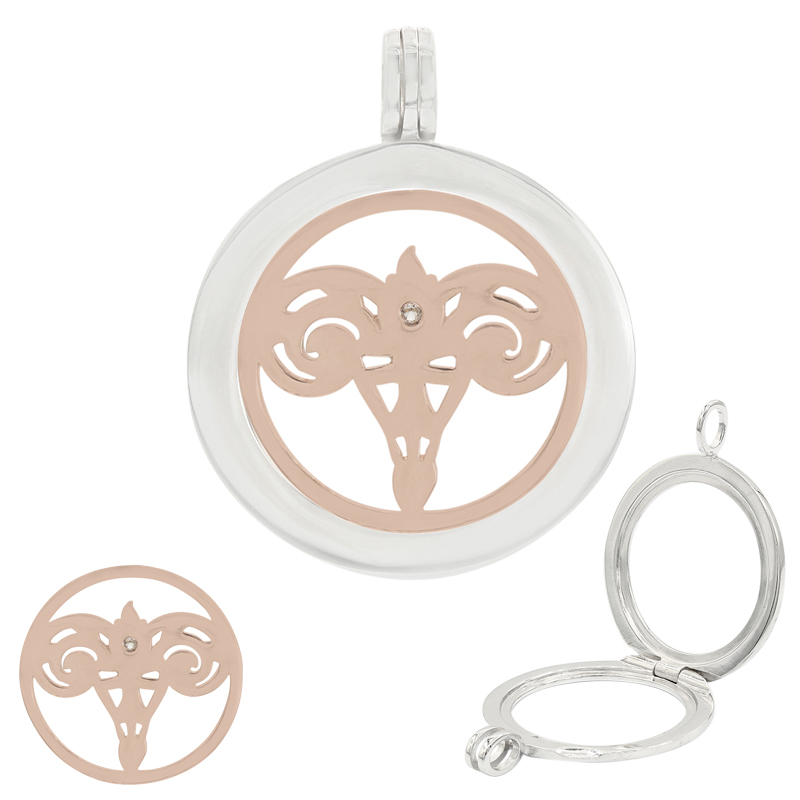 Weißer Topas-Silberanhänger Widder