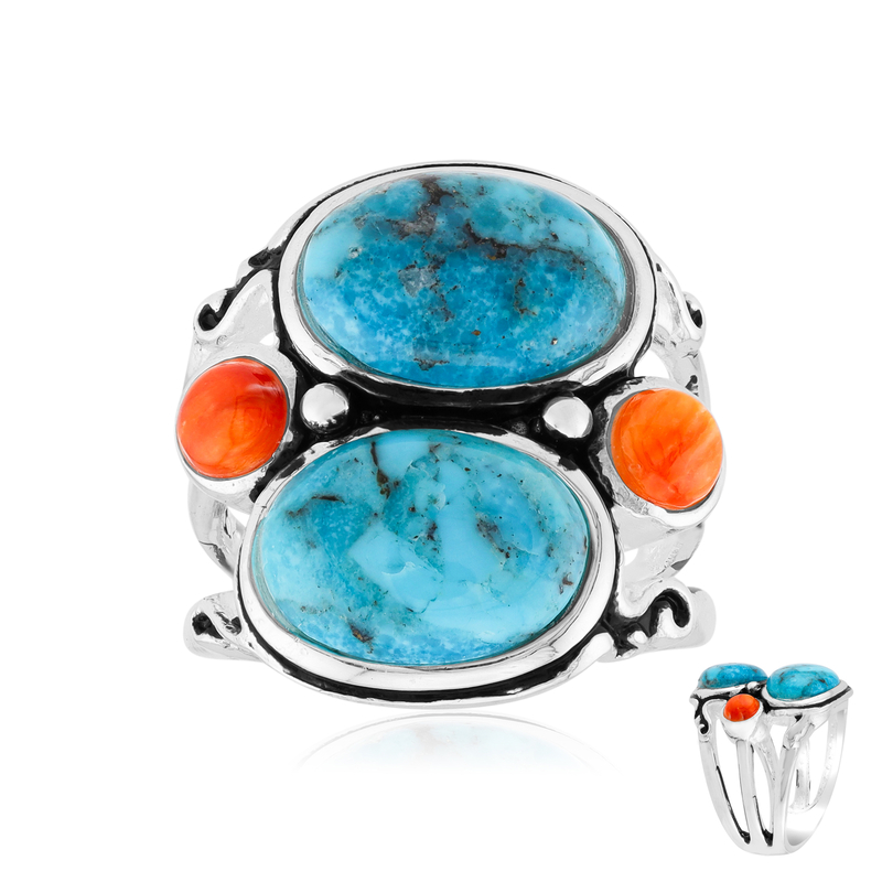 Blauer Kingman Mohave-Türkis-Silberring (Jones Lee)