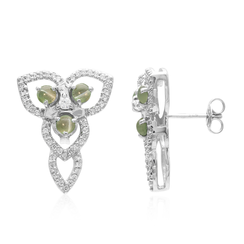 Alexandrit-Katzenauge-Silberohrringe Alexandrit-Katzenauge-Silberohrringe