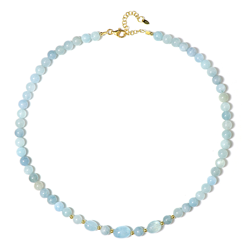 Brasilianischer Aquamarin-Silberhalskette Brasilianischer Aquamarin-Silberhalskette