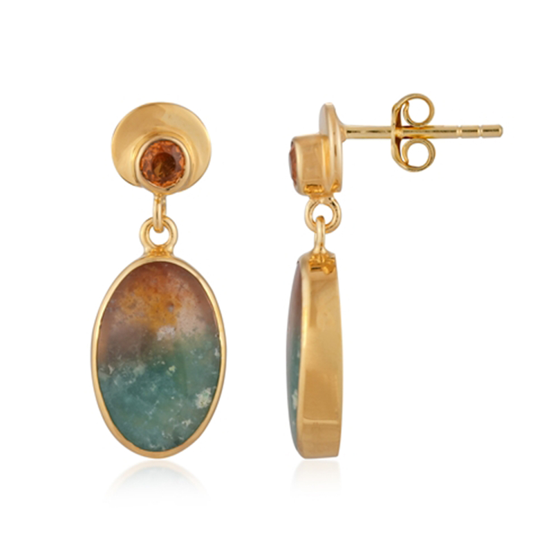 Garut-Holzopal-Silberohrringe (Bali Barong) Garut-Holzopal-Silberohrringe (Bali Barong)