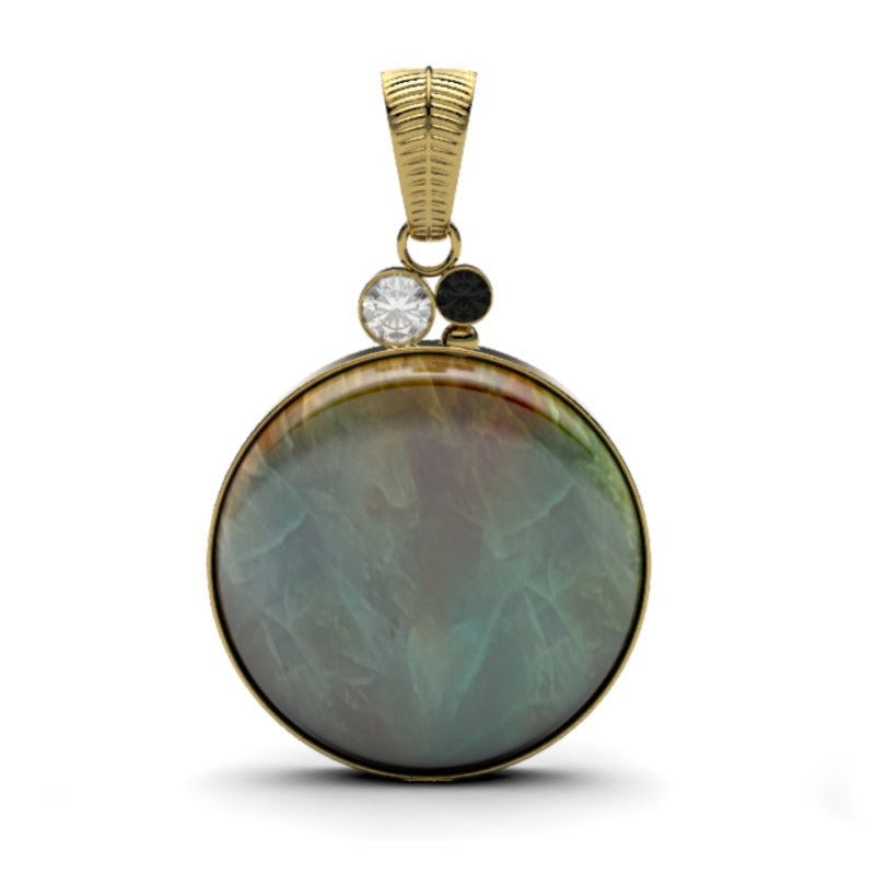 Garut-Holzopal-Silberanhänger (Bali Barong)