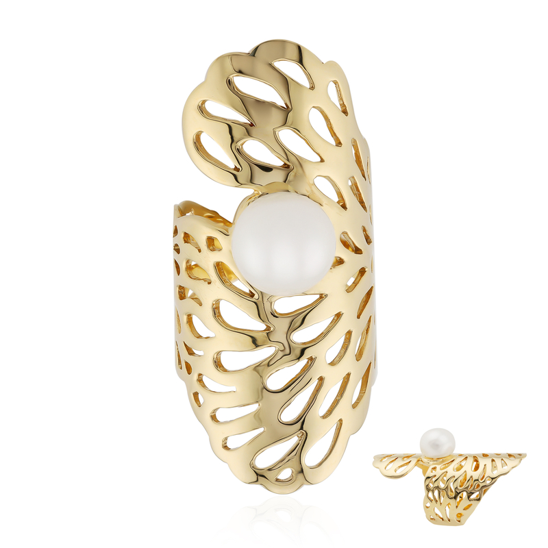 Weiße Süßwasserzuchtperlen-Silberring (TPC)