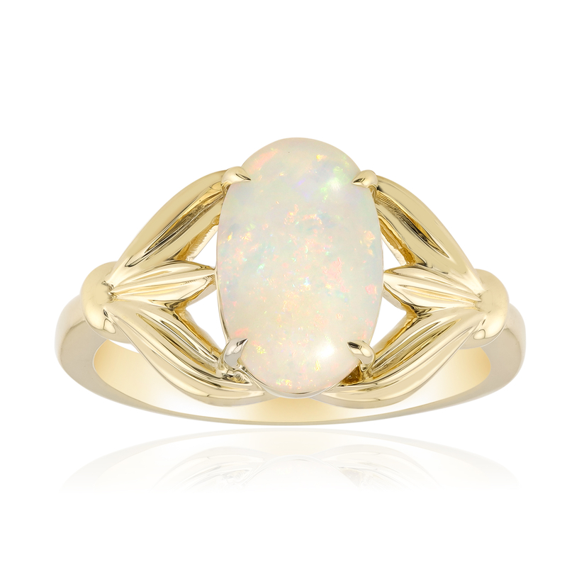 Brasilianischer Weißer Opal-Goldring Brasilianischer Weißer Opal-Goldring