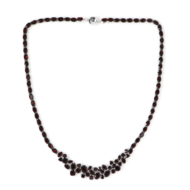 Mosambik-Granat-Silbercollier