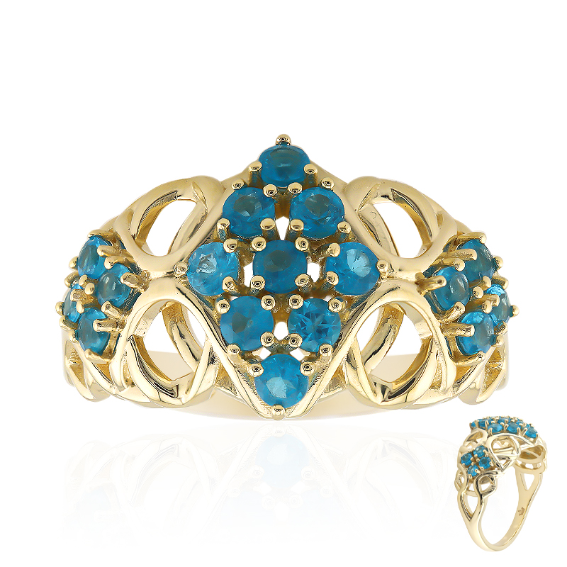 Goias-Neonblauer Apatit-Goldring (Rifkind 1894 Collection)
