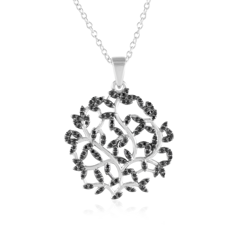 Schwarzer Spinell-Silberhalskette