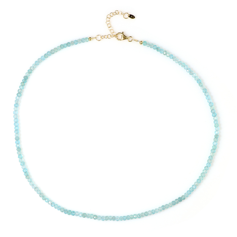 Blauer Apatit-Silberhalskette