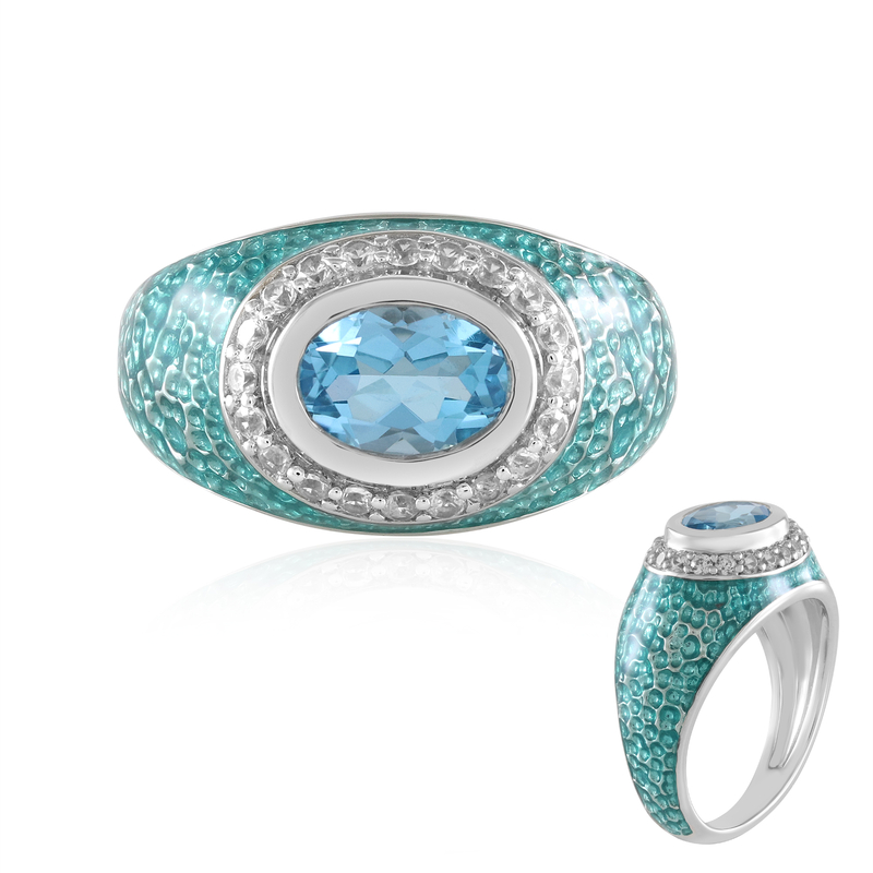 Schweizblauer Topas-Silberring (Adela Silber)