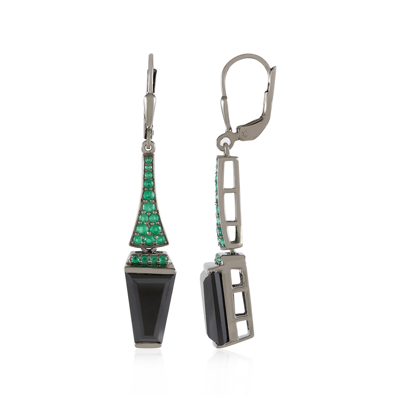 Schwarzer Spinell-Silberohrringe (KM by Juwelo)