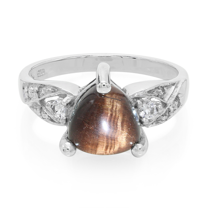 Rotes Tigerauge-Silberring