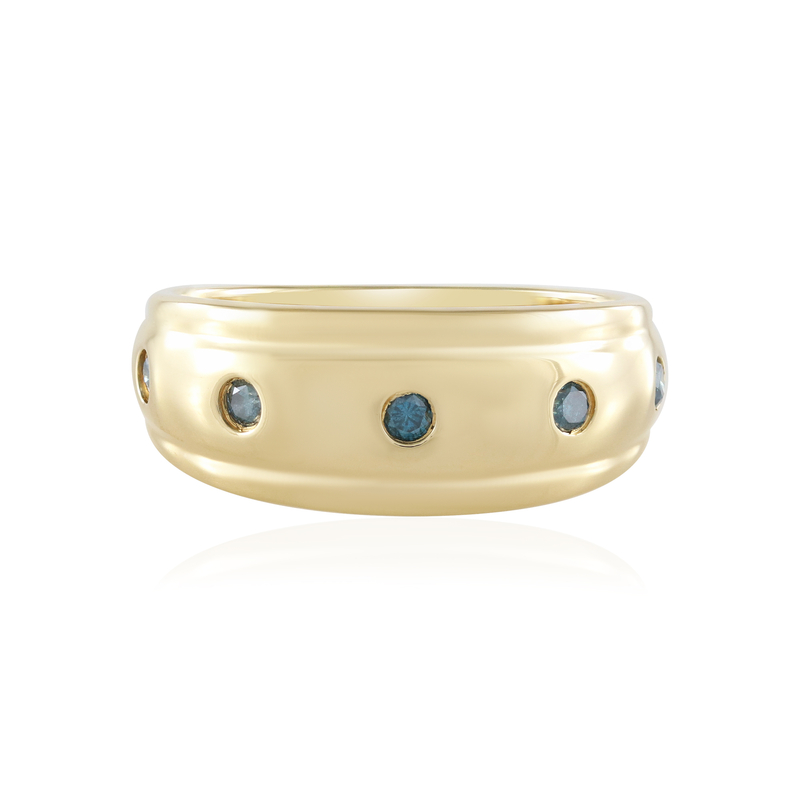 Blauer I2 Brillant-Silberring