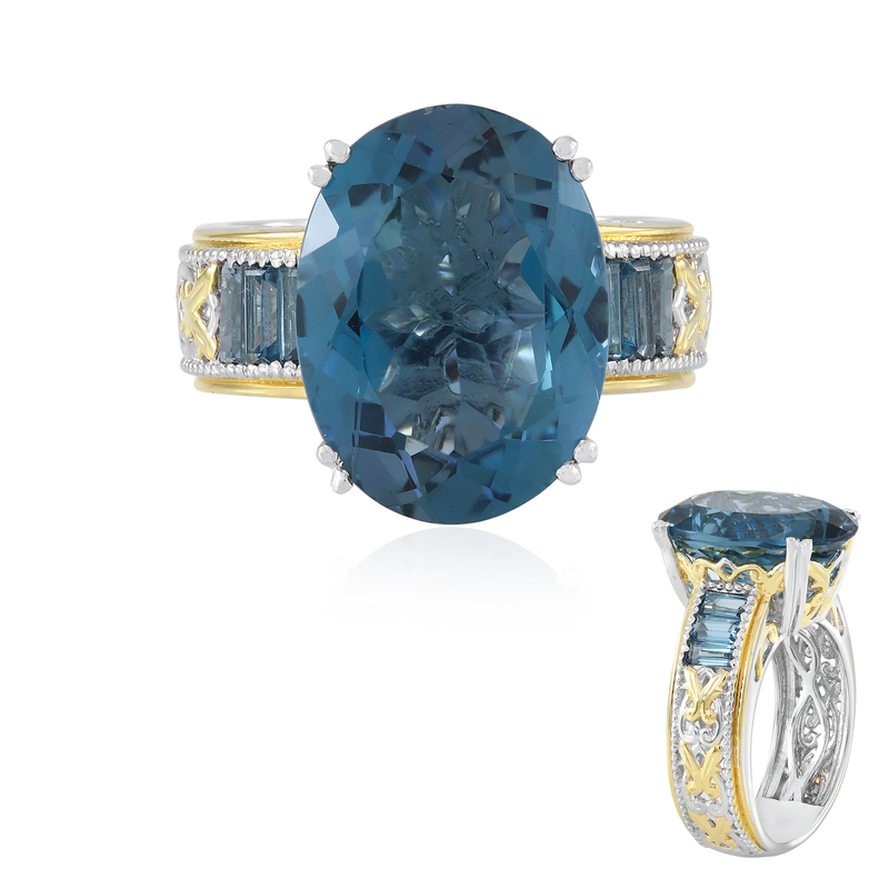Londonblauer Topas-Silberring (Gems en Vogue)