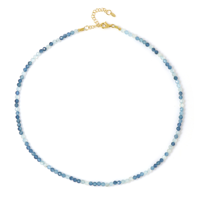 Brasilianischer Aquamarin-Silberhalskette