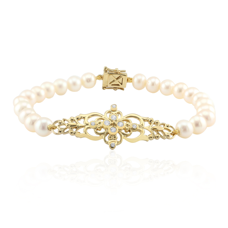 Weiße Süßwasserzuchtperlen-Silberarmband