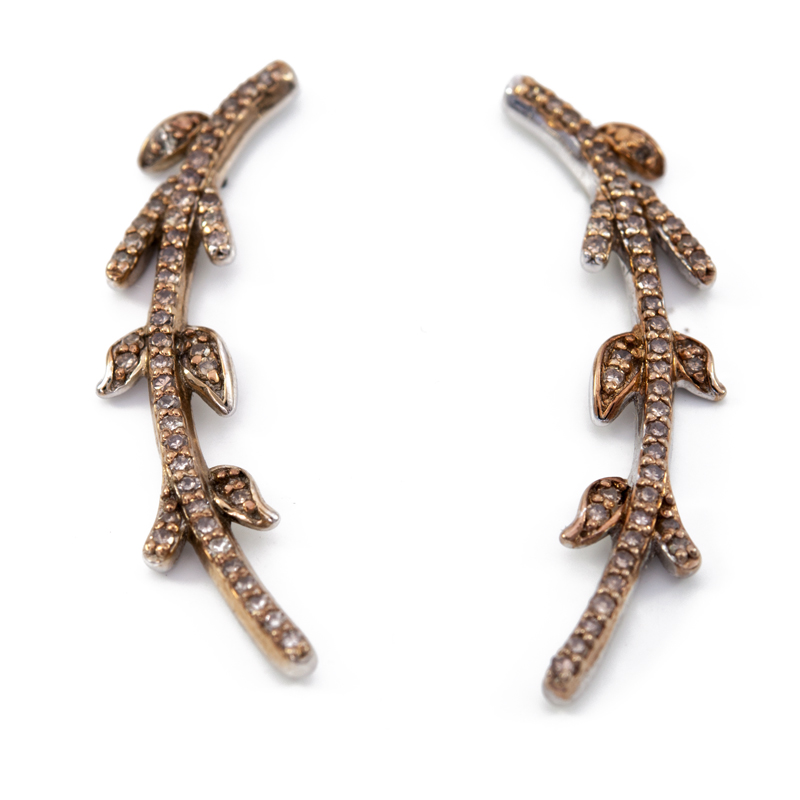 Champagner-Diamant-Silberohrringe Champagner-Diamant-Silberohrringe