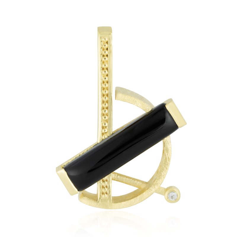 Schwarzer Onyx-Silberanhänger (MONOSONO COLLECTION)