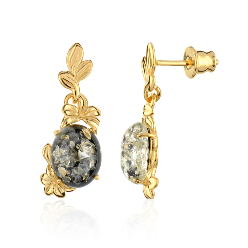 Grüner Baltischer Bernstein-Silberohrringe (dagen)