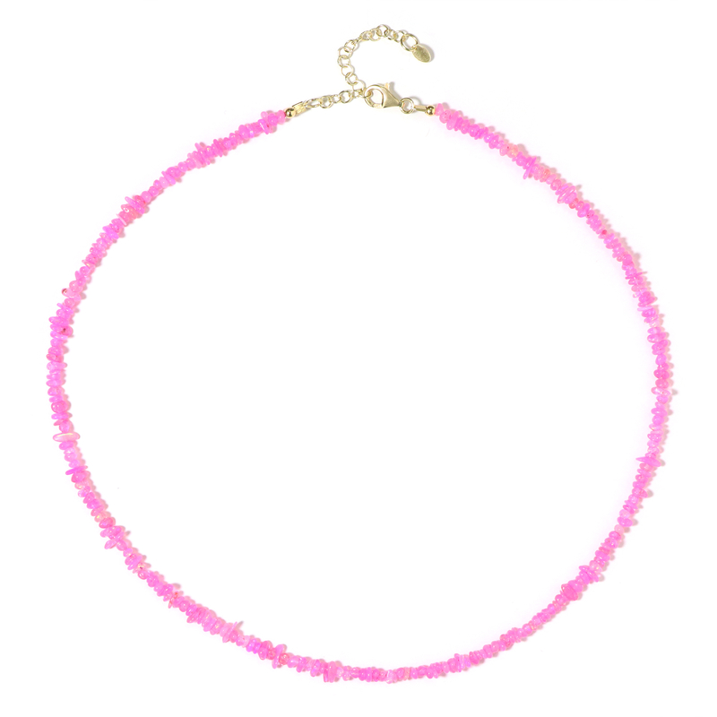 Äthiopischer Pinkfarbener Opal-Silberhalskette
