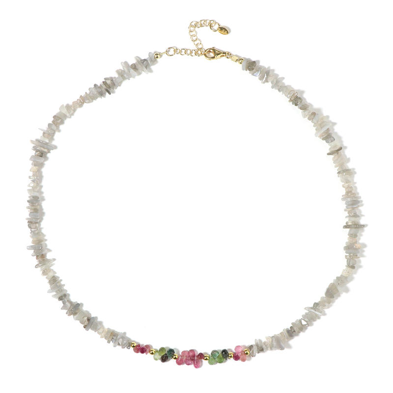 Silberner Mondstein-Silberhalskette