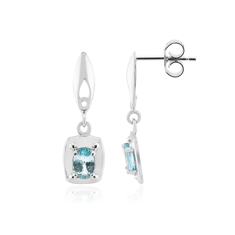 Blauer Apatit-Silberohrringe