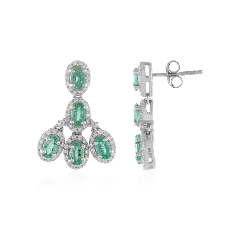 Russischer Smaragd-Silberohrringe Russischer Smaragd-Silberohrringe