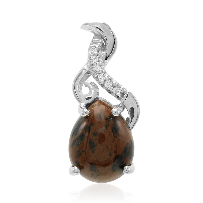 Mahagoni-Obsidian-Silberanhänger