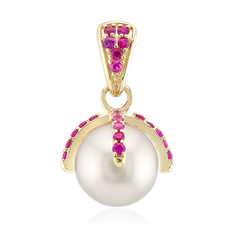 Weiße Südseeperlen-Goldanhänger (Michelle Albala)