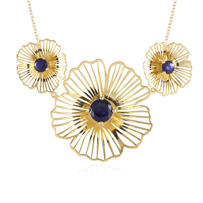 Blauer Madagaskar-Saphir-Silbercollier (Ornaments by de Melo)