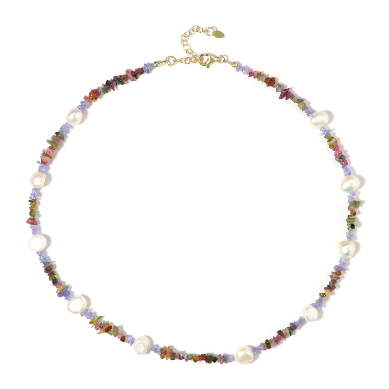 Edelstein-Silberhalskette