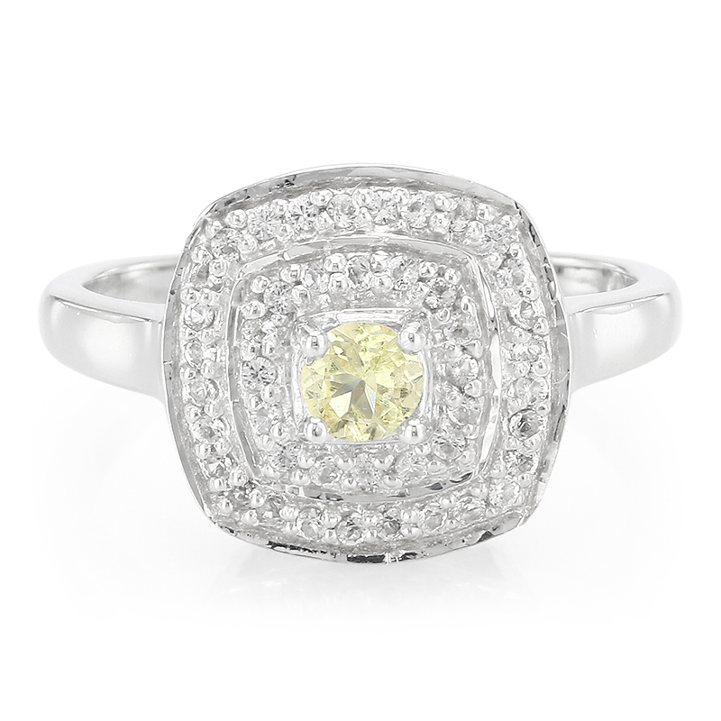 Neongelber Danburit-Silberring