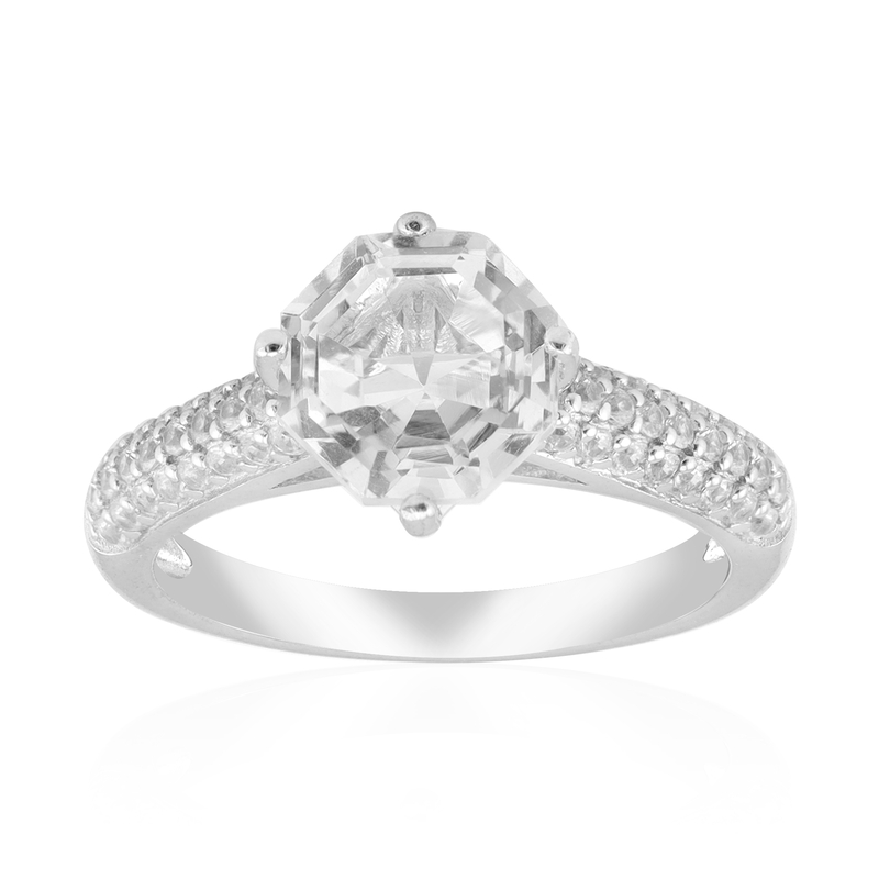 Weißer Topas-Silberring