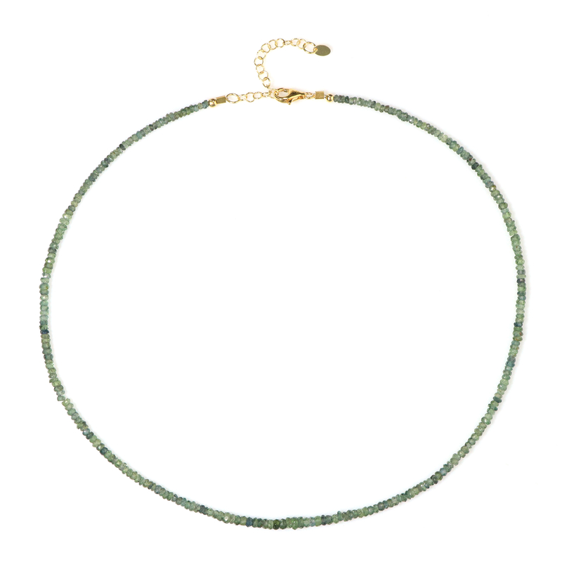 Grüner Saphir-Silberhalskette