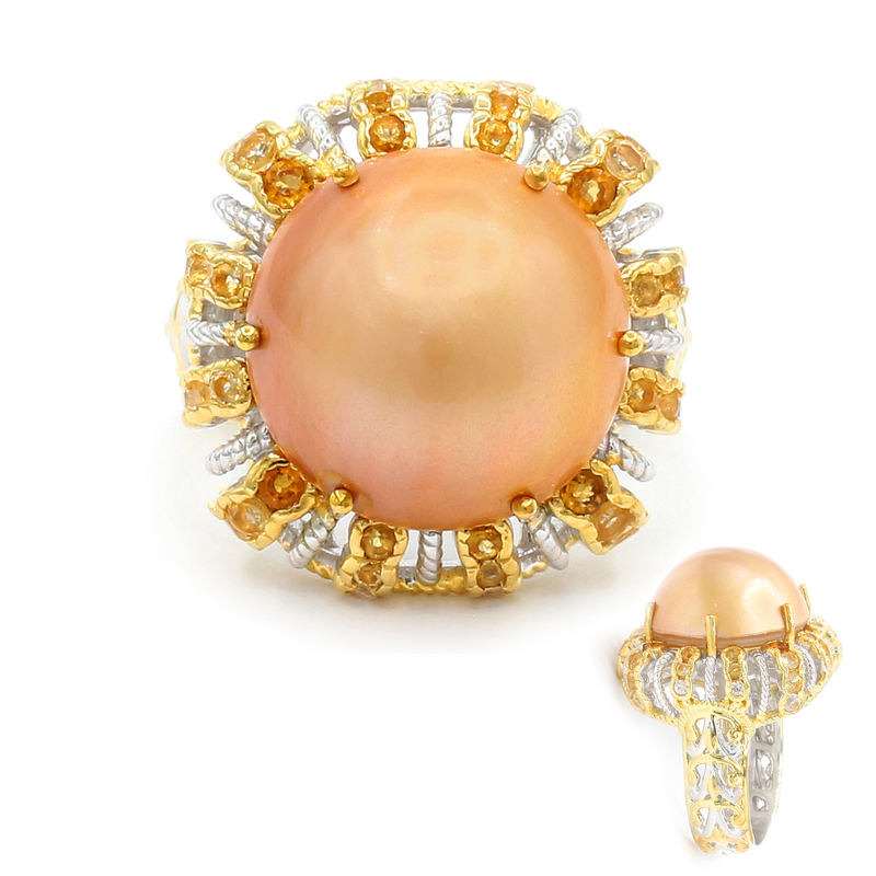 Goldene Mabe-Perlen-Silberring (Gems en Vogue)