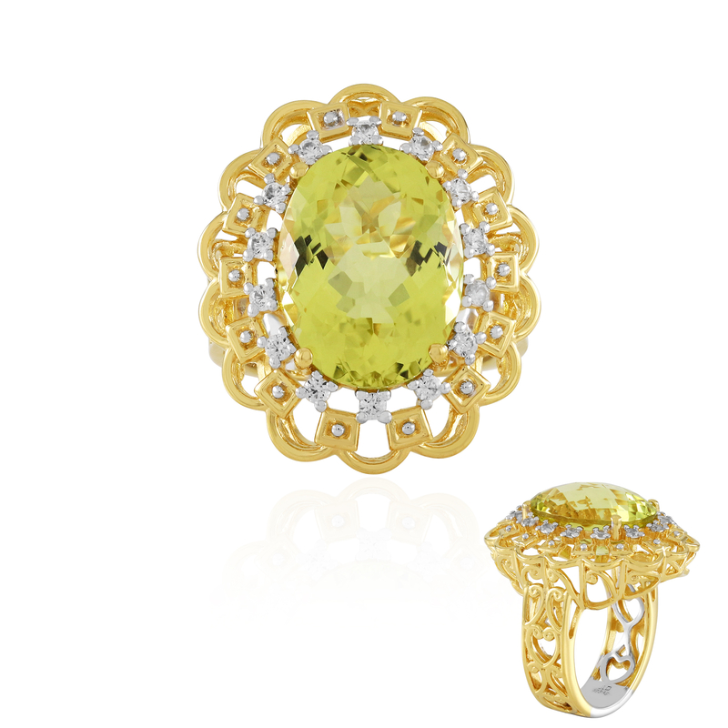 Ouro Verde-Quarz-Silberring (Gems en Vogue)