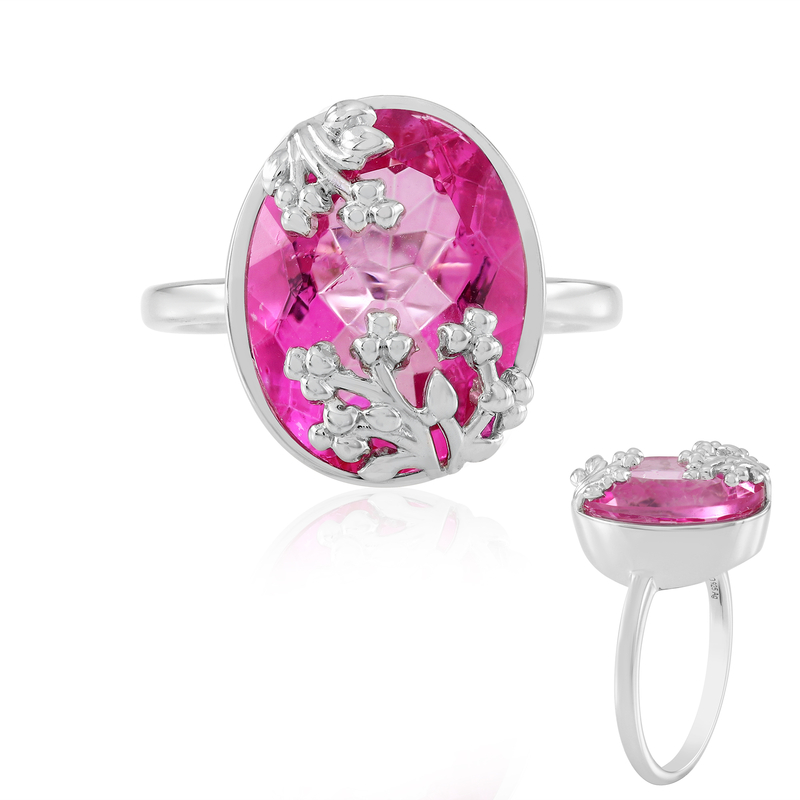 Pinkfarbener Quarz-Silberring