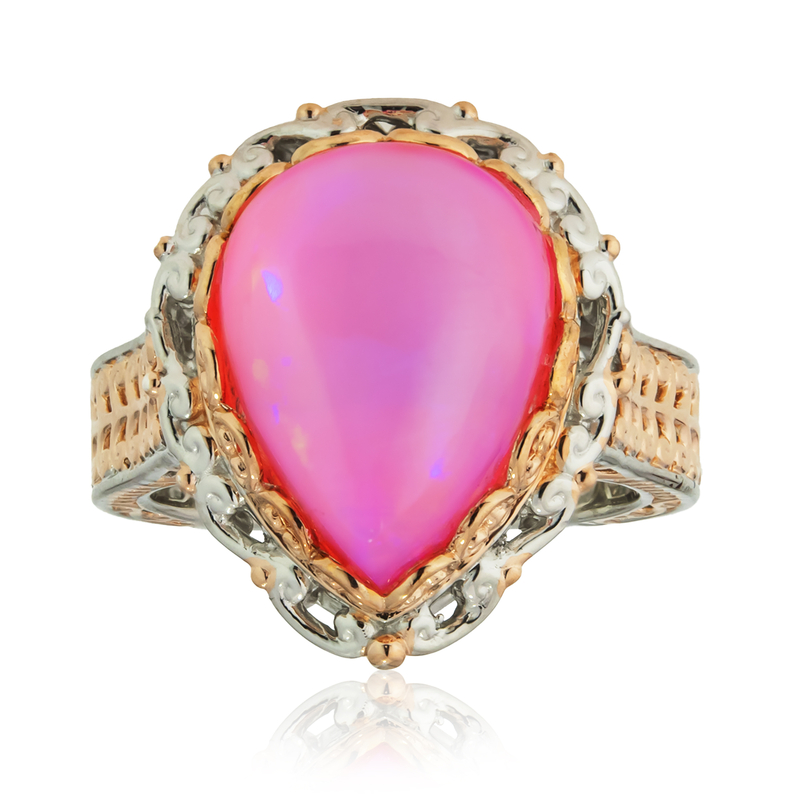 Äthiopischer Pinkfarbener Opal-Silberring (Gems en Vogue)