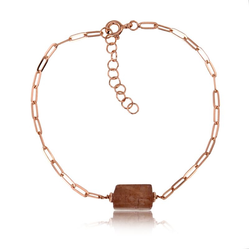 Erdbeer-Quarz-Silberarmband (Joias do Paraíso)