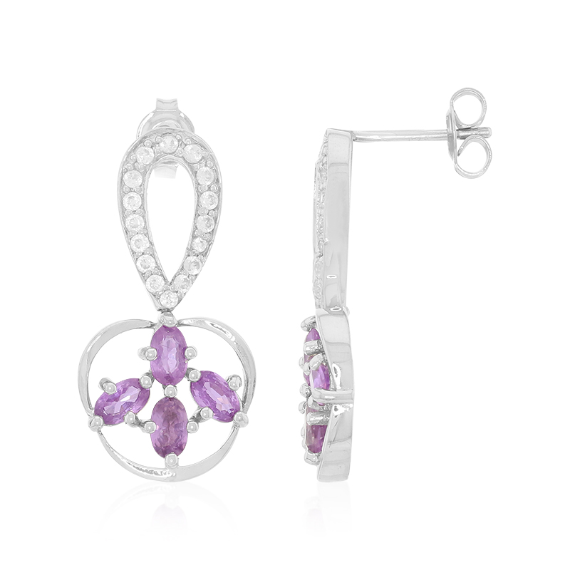 Mosambik-Saphir-Silberohrringe Mosambik-Saphir-Silberohrringe